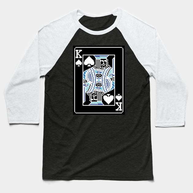 King of Spades Pixel Art Bright Negative Mode Baseball T-Shirt by inotyler
